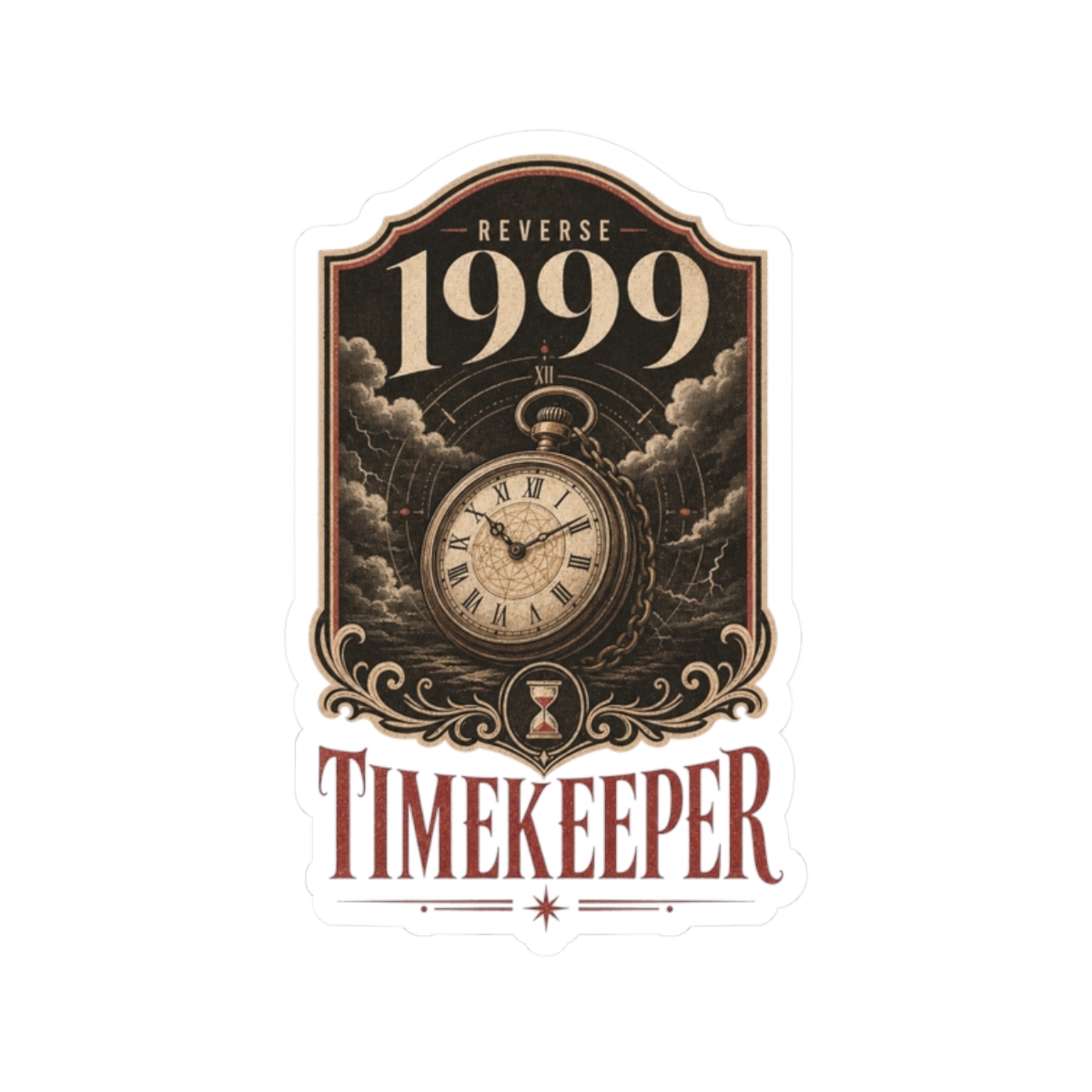 Reverse: 1999 " in a bold, sleek serif font with " Sticker